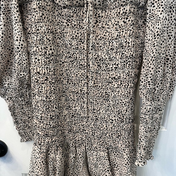 NWT Reset by Jane Marcia Leopard Print Smocked Mini Dress Size L - Picture 3 of 6